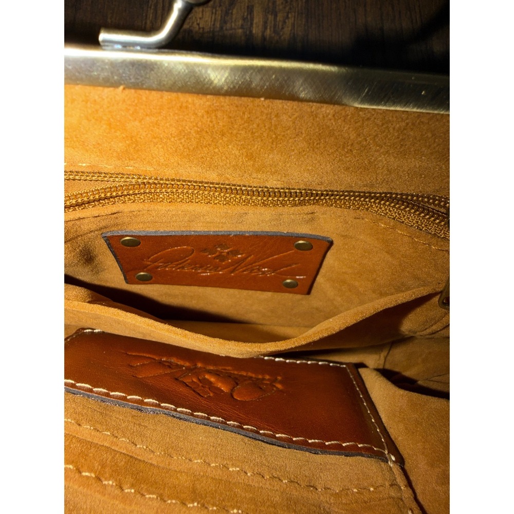 Patricia Nash Cassini Wristlet Women Small Brown Leather Kiss Lock Clutch Bag - Picture 9 of 13